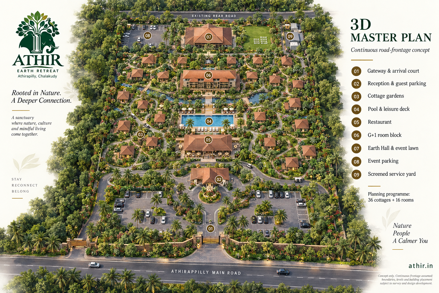 Illustrative site plan of the proposed Athir retreat along its road frontage
